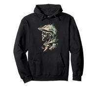Cool Mountain Biker Profile with Abstract Background Pullover Hoodie