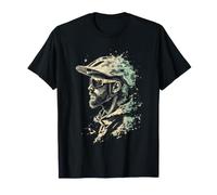 Cool Mountain Biker Profile with Abstract Background T-Shirt