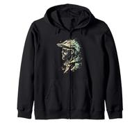 Cool Mountain Biker Profile with Abstract Background Zip Hoodie