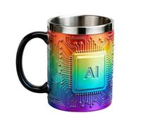 Cool Mug for Men, Innovative Technology Chip Design as Decorative Object, Coffee Travel Mug, for Outdoor, Camping, Hiking, Fishing, Picnic, Home, Party, Beer, Tea, Water
