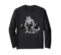Cool Muscular Maine Cat Bodybuilder Fitness Power Gym Long Sleeve T-Shirt