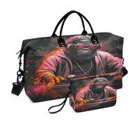 Cool Music Dj Gorilla Travel Duffel Bags Gym Bag Weekender Handbag with Toiletry Bag for Women Girls Men