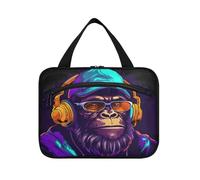 Cool Music Purple Chimpanzee Hanging Travel Toiletry Cosmetic Makeup Bag Large Capacity Foldable Storage Wash Bags for Women Girls Bathroom