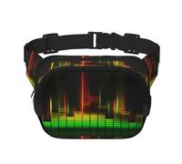 Cool Music Sound Square Double-Layer Waist Bag with All-Over Print,Durable Twill Fabric, Multi-Pocket Fanny Pack for Outdoor Sports Travel