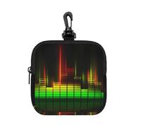 Cool Music Sound Square Zipper Pouch with All-Over Print,Waterproof Small Organizer Bag, Lightweight Durable for Coins,Cards, Keys for Travel Daily Use