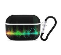 Cool Music Sound Wave for Airpod Pro Case Cover Hard Shell Full Drop Protection Cover with Keychain Compatible with AirPod Pro 2nd/1st Generation, Front LED Visible,White