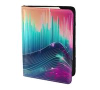 Cool Music Sound Wave Print 5.5in Passport Travel Document Wallet Case Stylish Secure Men Women For Travelers, Black, One Size