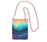 Cool Music Sound Wave Print Crossbody Bag For Women, Shoulder Bag Purse, Travel Sport Mini Phone Bag, Phone Wallet, Pink, One Size
