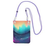 Cool Music Sound Wave Print Crossbody Bag For Women, Shoulder Bag Purse, Travel Sport Mini Phone Bag, Phone Wallet, Purple, One Size