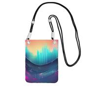 Cool Music Sound Wave Print Crossbody Bag For Women, Shoulder Bag Purse, Travel Sport Mini Phone Bag, Phone Wallet, Black, One Size
