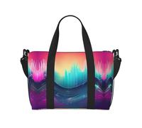 Cool Music sound wave print Gym Bag for Women, Weekender Overnight Bag,Personal Item Bag, shoulder Bag for Women Men, Black, One Size