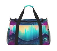 Cool Music Sound Wave Print Stylish Foldable Carry On Tote with Waterproof Zipper for Weekend Getaways Bag