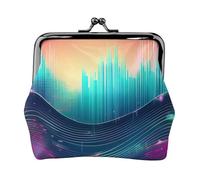 Cool Music Sound Wave Print Stylish Unique Coin Purse Cute Mini Wallet with Kiss Lock Waterproof for Coins