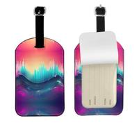 Cool Music Sound Wave Printed Suitcase Tag, Microfiber Leather Travel Shield, Secure Privacy Label, for Backpack ID