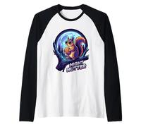 Cool Night Nutter Squirrel with Sunglasses Under Moonlight Raglan Baseball Tee