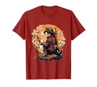 Cool Ninja Cat Animals Sword Fighter Japanese Samurai T-Shirt