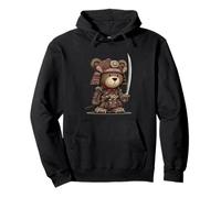 Cool Ninja Teddy Bear in Samurai Armor for Boys and Girls Pullover Hoodie