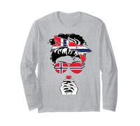 Cool Norwegian Coffee Mama Mommy Girl Aunt Norway Flag Print Long Sleeve T-Shirt