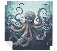 Cool Octopus Cloth Napkin for Restaurant, Reusable Cloth Napkins for Hotel, Washable Square Table Napkins 2 PCS for Kitchen, Soft Dinner Napkin for Wedding, Party