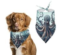 Cool Octopus Dog Bandana Washable & Adjustable Triangle Scarf, Breathable Pet Scarf for Small Medium Large Pets, Cute Fashion Pet Accessory