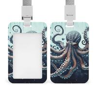 Cool Octopus Id Badge Holder,Name Tag Holder with Detachable Lanyard,Waterproof Design Id Card Holder for Office, Workplace