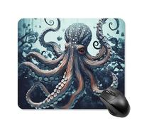Cool Octopus Mouse Pad Square Mice Mat Waterproof Computer Mousepad with Non-Slip Rubber Base Wireless Mice Pad for Laptop Office Home Personalized Gaming Mousepad 25 * 30cm