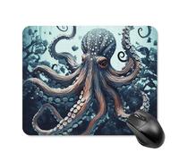 Cool Octopus Mouse Pad Square Mice Mat Waterproof Computer Mousepad with Non-Slip Rubber Base Wireless Mice Pad for Laptop Office Home Personalized Gaming Mousepad 20 * 25cm