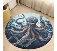 Cool Octopus Round Doormat Absorbent Non Slip Washable Welcome Mat for Entryway Front Door Indoor Outdoor Use Bedroom Kitchen Porch Decor 60x60