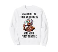 Cool Old Lady Drinking Coffee Rock N Roll Older Woman Funny Sweatshirt