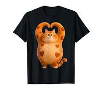 Cool Orange Cat Red Heart Glasses Happy Valentines Day V-Day T-Shirt