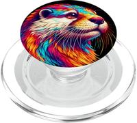 Cool Otter Graphic Spirit Animal Illustration Tie Dye Art PopSockets PopGrip for MagSafe