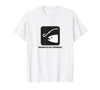 Cool Outdoors Fishing Hooked on Fishing! Value Graphic T-Shirt, Men, White, XL