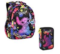 Cool Pack School Backpack 19L Jerry Disney Stitch Black + Pencil Case Campus Stitch with Organiser Compartment Robust Padded Laptop Compartment Bottle Compartment, multicoloured, Schulrucksack +