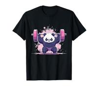 Cool Panda Apparel & Accessories Strong Panda Lifting Weights Funny Gym Workout Graphic Black T-Shirt