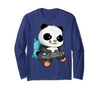 Cool Panda Playing Video Game | Funny Bear Gaming Fan Gift Long Sleeve T-Shirt