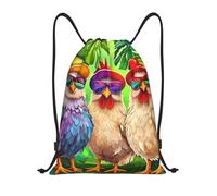 Cool Party Chickens Sackpack Lightweight Drawstring Bags Scratch String Bag For Sport Trainer Travel 39X46Cm