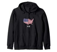 Cool Patriotic US Flag and Map "America" in Japanese Kanji Zip Hoodie