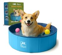 Cool Paws Paddling Pool - Foldable Dog & Kids Pool in Many Sizes (S-XL), Leakproof & Durable Hard Plastic Design, Pet Bath or Play Pool for Indoors, Outdoors, Garden, Patio - Blue - Packaging May Vary