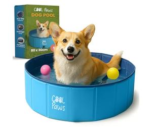 Cool Paws Paddling Pool - Foldable Dog & Kids Pool in Many Sizes (S-XL), Leakproof & Durable Hard Plastic Design, Pet Bath or Play Pool for Indoors, Outdoors, Garden, Patio - Blue - Packaging May Vary