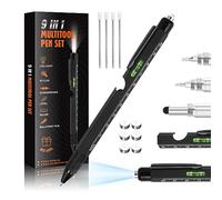 Cool Pen Gifts for Men, 9-in-1 Multi Tool Tech Pen Gadgets Tools for Men, Personalized Gifts for Dad or Him, Funny Gift for Christmas, Father's Day Valentines or Birthdays Gifts (9 in 1 Black)
