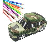 Cool Pencil Bag - Car Shaped Pencil Pencil Bag, Large Capacity Zipper Pen Bag | Cool Stylish Portable Pen Bag, Stylish Zipper Pencil Pouch Pouch, Army Green, Se référer au descriptif, Refer to