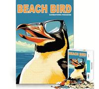 Cool Penguin Beach Bird Puzzle for Adults 1000 Pieces Mental Skill, Fine Cut, Enjoyable Challenge, (50x75cm)