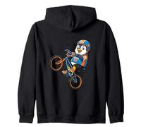 Cool Penguin BMX 99 Extreme Bike Stunts Kids Zip Hoodie