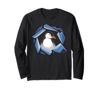 Cool Penguin Breaks Through Ice Arctic Animal Fun Long Sleeve T-Shirt