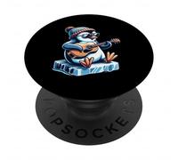Cool Penguin Playing Guitar With Sunglasses And Beanie PopSockets Adhesive PopGrip