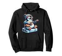 Cool Penguin Playing Guitar With Sunglasses And Beanie Pullover Hoodie