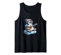 Cool Penguin Playing Guitar with Sunglasses and Beanie Tank Top