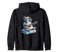 Cool Penguin Playing Guitar With Sunglasses And Beanie Zip Hoodie