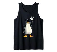 Cool Penguin Rock Hand Sign Sunglasses Animal Graphic and Tank Top