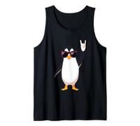 Cool Penguin Rock Hand Sign Sunglasses Animal Graphic and Tank Top